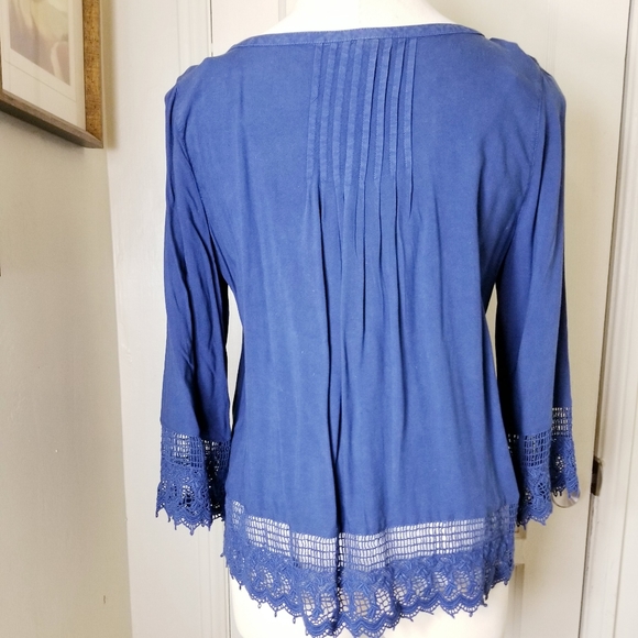 AMERICAN EAGLE L blue peasant boho crochet… - Picture 5 of 9